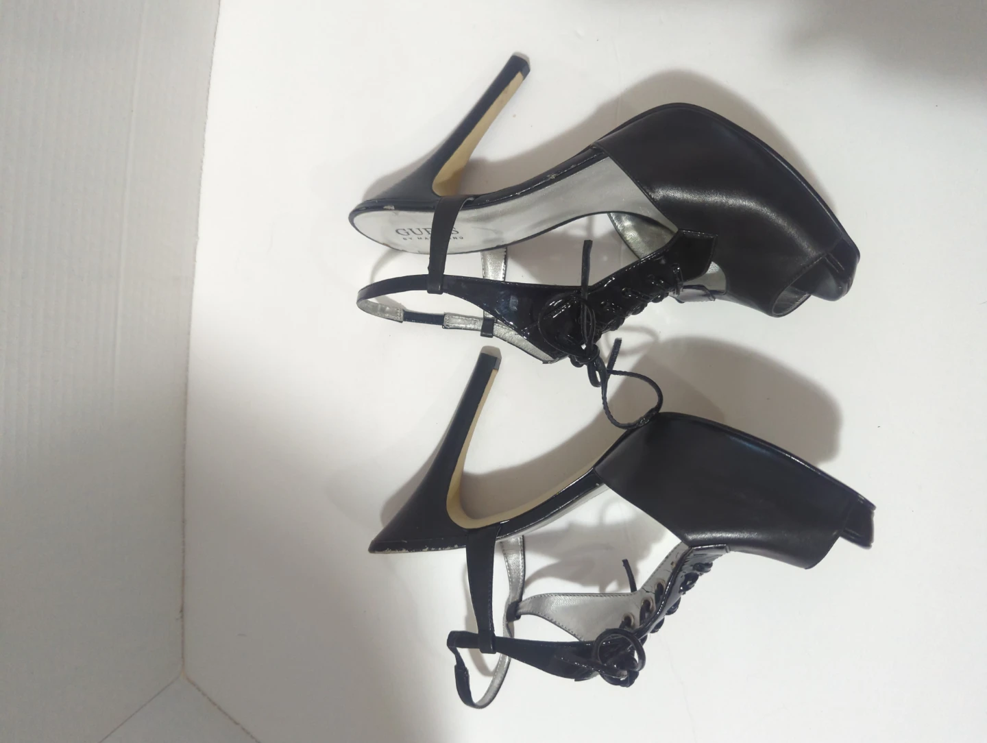 Black Guess Heels with Lace-up Front - photo 2