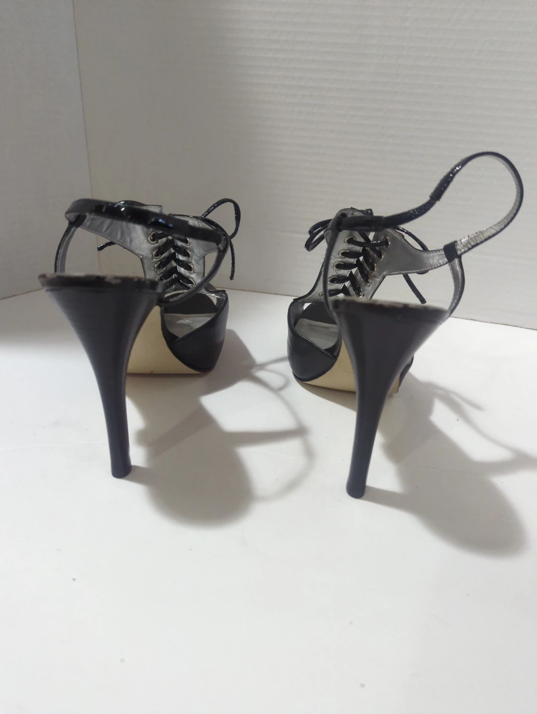 Black Guess Heels with Lace-up Front - photo 4