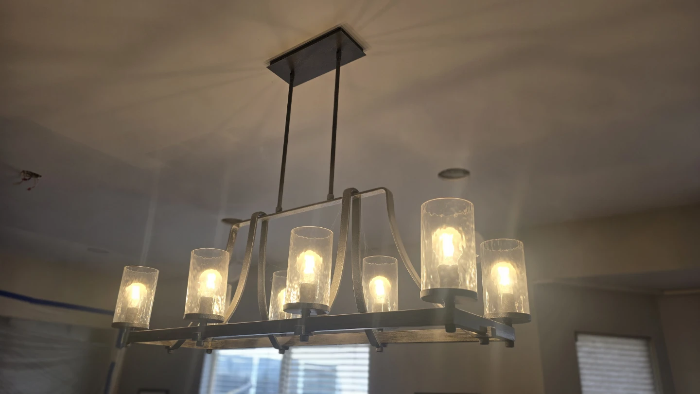 Farmhouse Chandelier and Island pendent lights, matching set