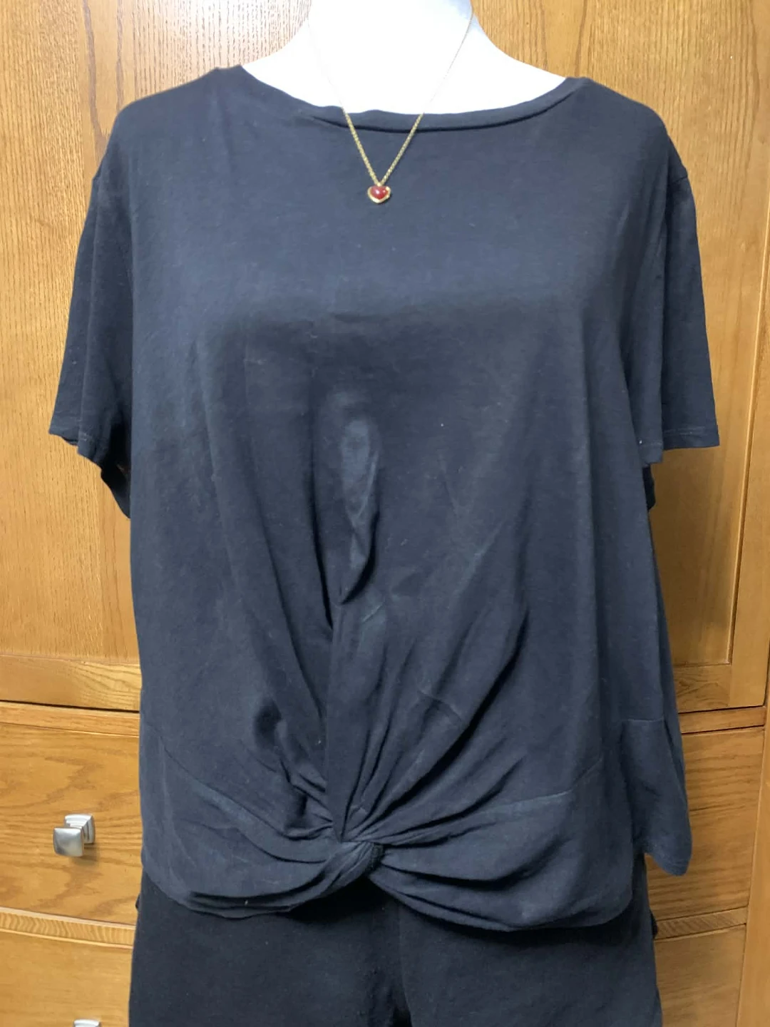 H&M Black Twist Front T-Shirt - photo 2