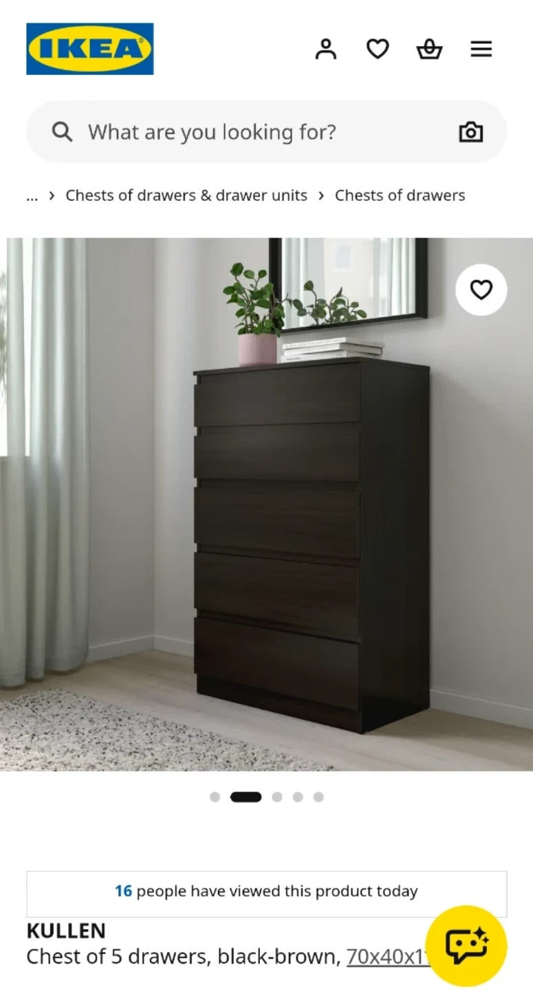 IKEA KULLEN Chest of 5 drawers, black-brown