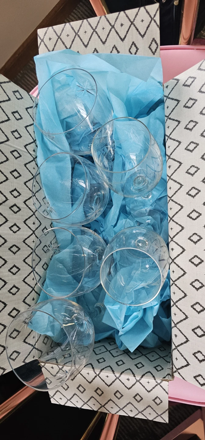 Set of 6 Etched Crystal Wine Glasses - photo 3