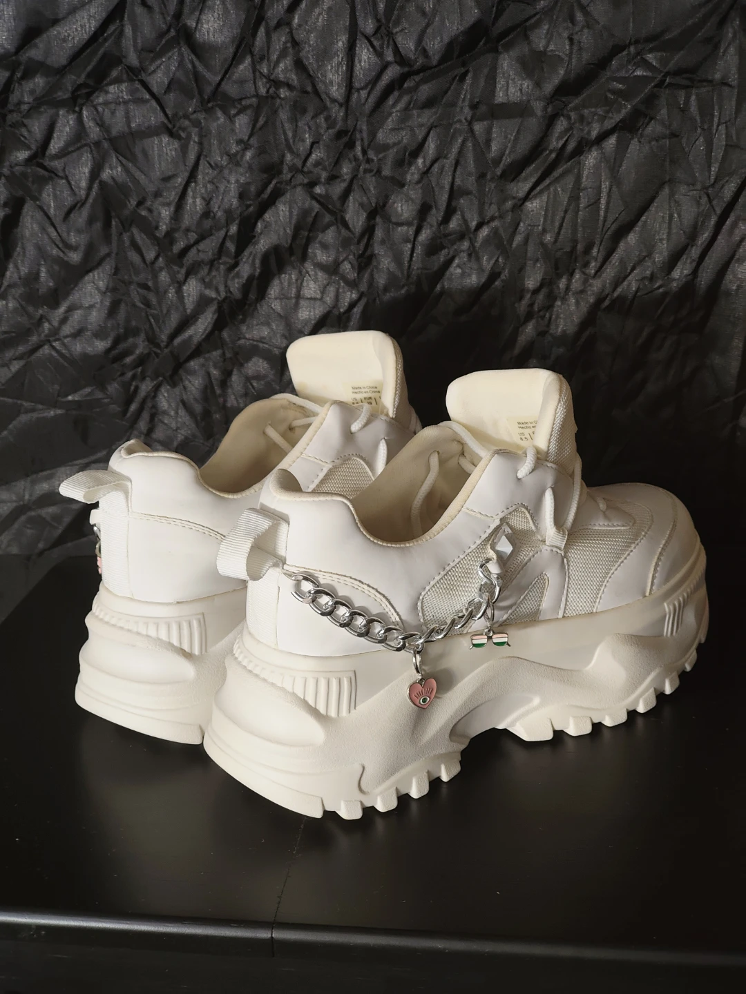 White Chunky Platform Sneakers with Charm Detailing - photo 3