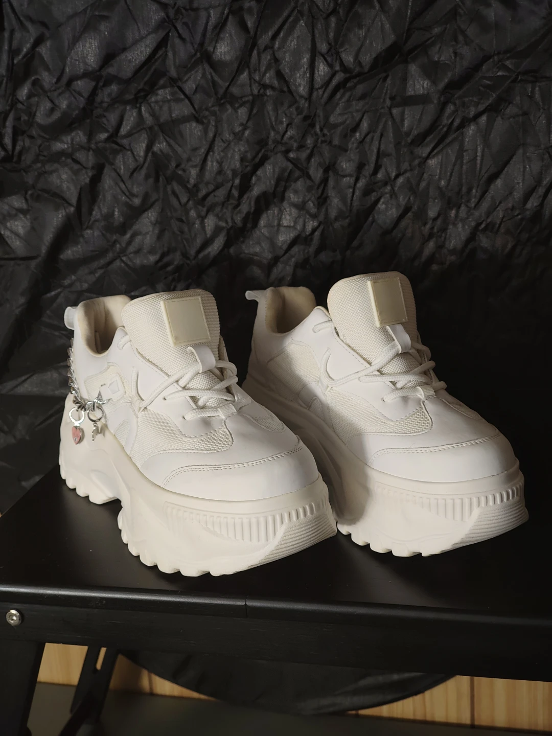 White Chunky Platform Sneakers with Charm Detailing - photo 4