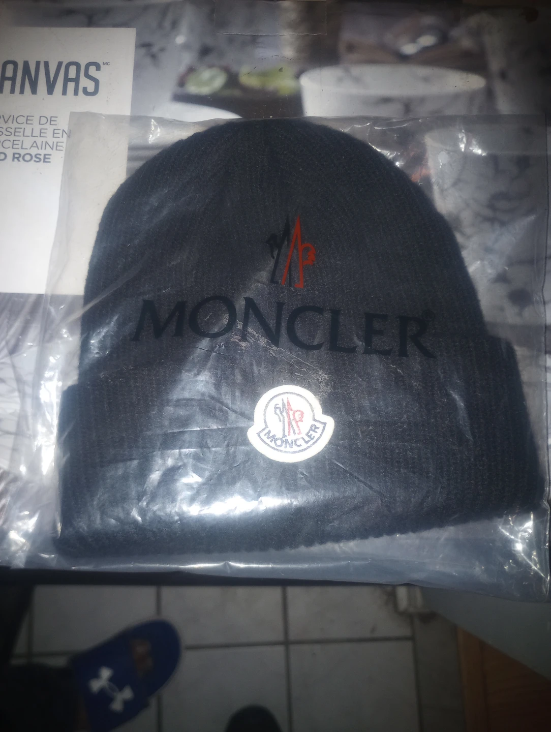 Moncler Black Beanie Hat
