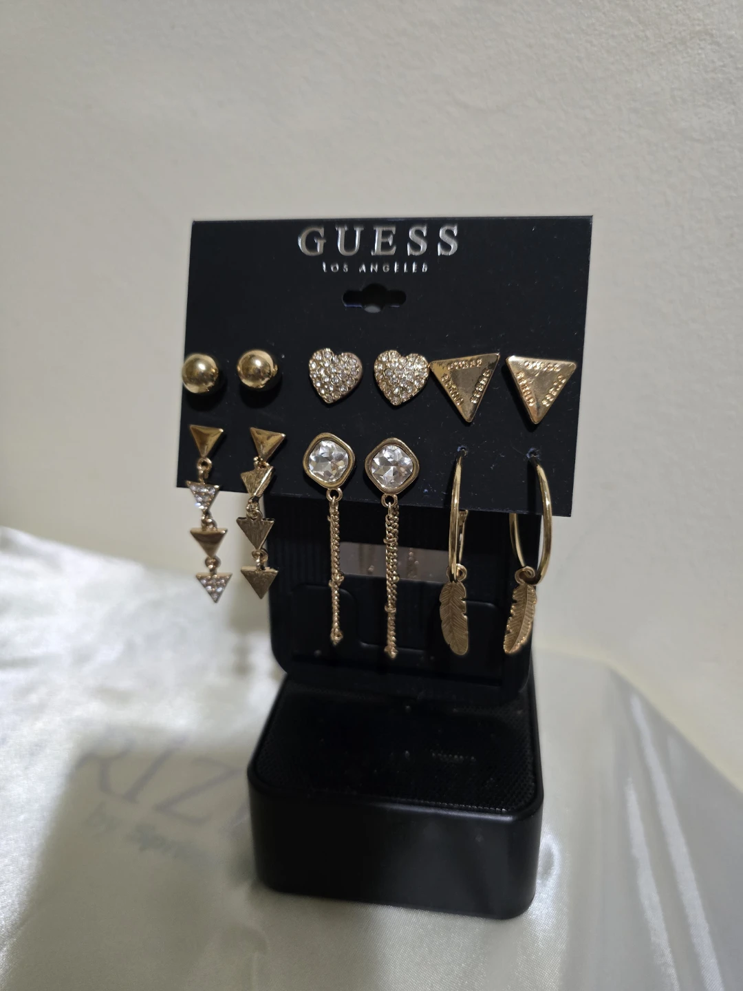 GUESS Gold-Tone Earring Set - 6 Pairs with Crystals - photo 3