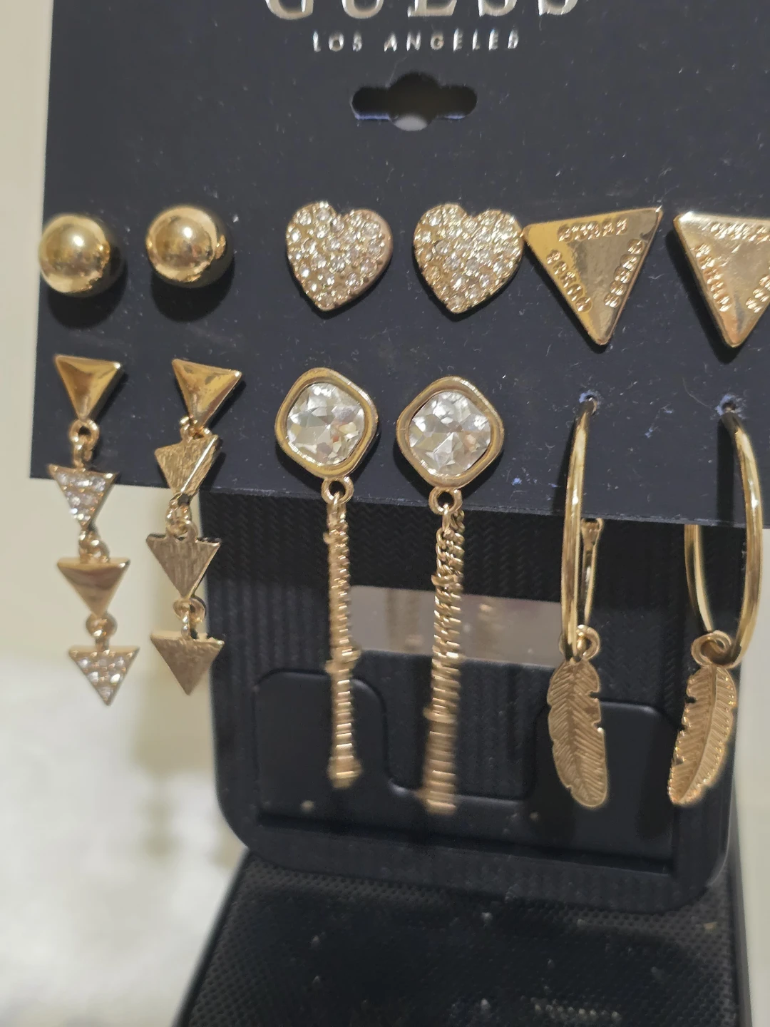 GUESS Gold-Tone Earring Set - 6 Pairs with Crystals - photo 4