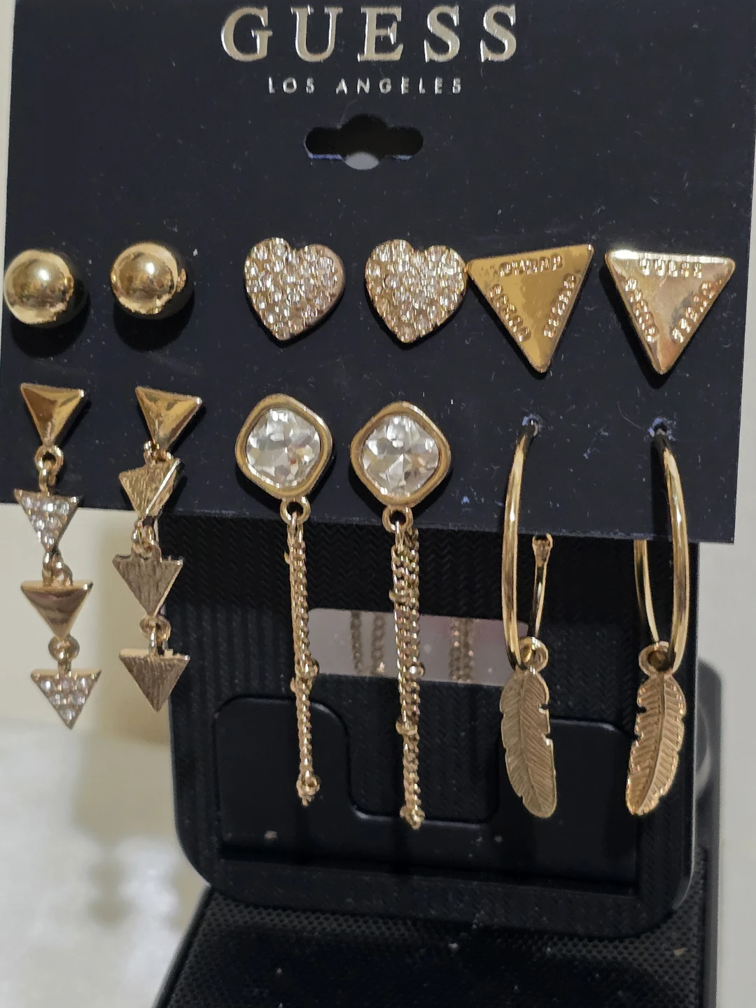 GUESS Gold-Tone Earring Set - 6 Pairs with Crystals - photo 5