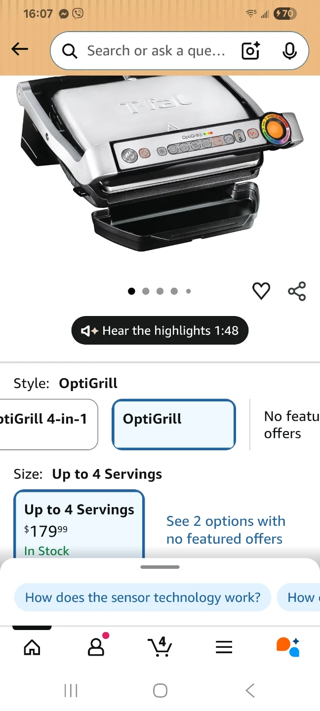 T-fal OptiGrill+ Electric Grill 8356s1