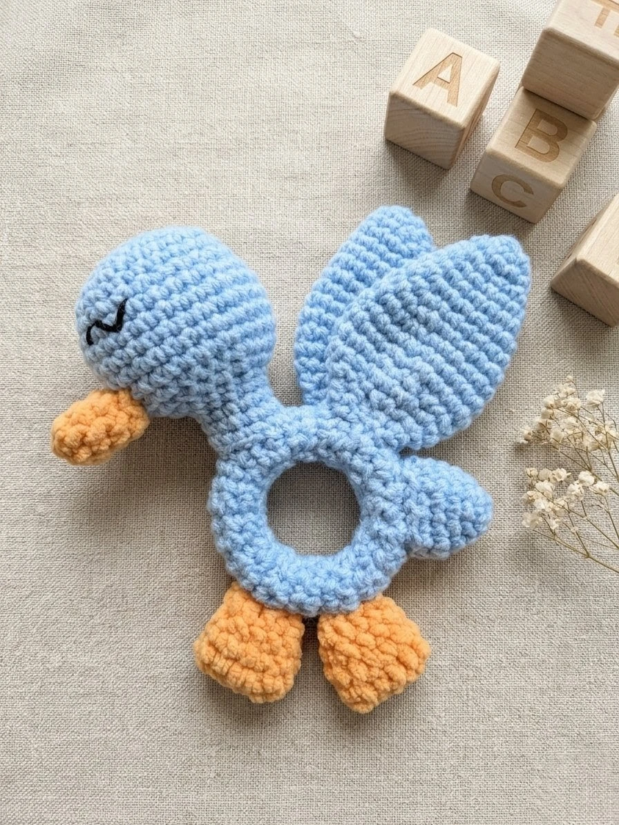 Handmade Crochet Duck Rattle Toy - photo 2