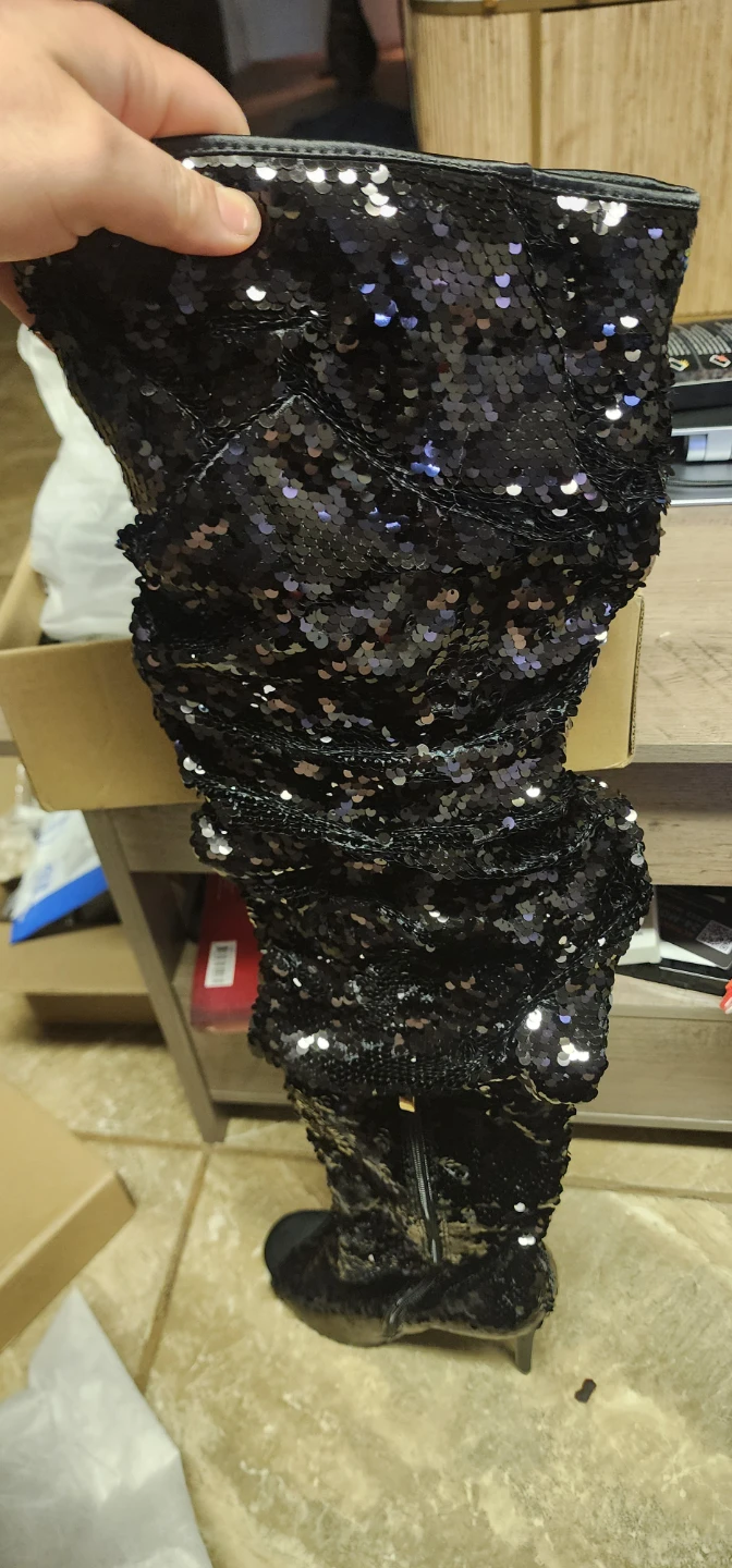 Black Sequin Over-the-Knee Boots  (10 ) botas para dama - photo 2