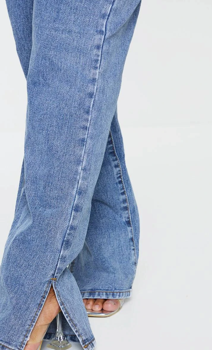 PrettyLittleThing Blue Denim Split Hem Jeans - Size 12 - photo 3
