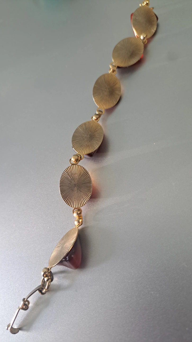 Vintage Amber & Gold Tone Bracelet & earrings - photo 4