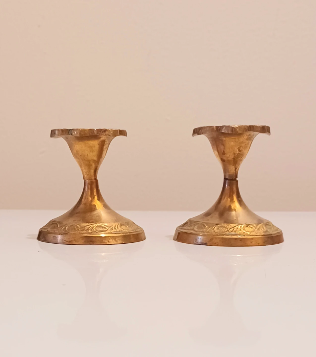Handmade Brass Trumpet Candlestick Holders