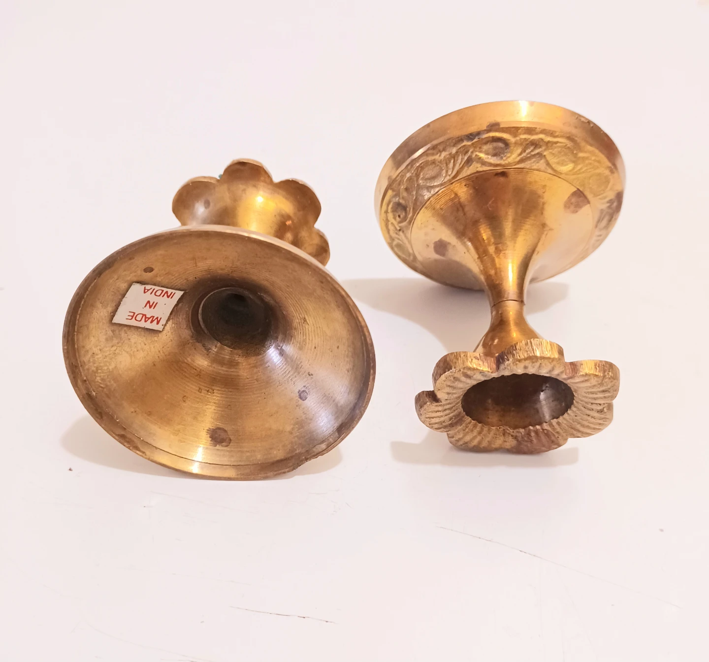 Handmade Brass Trumpet Candlestick Holders - photo 3
