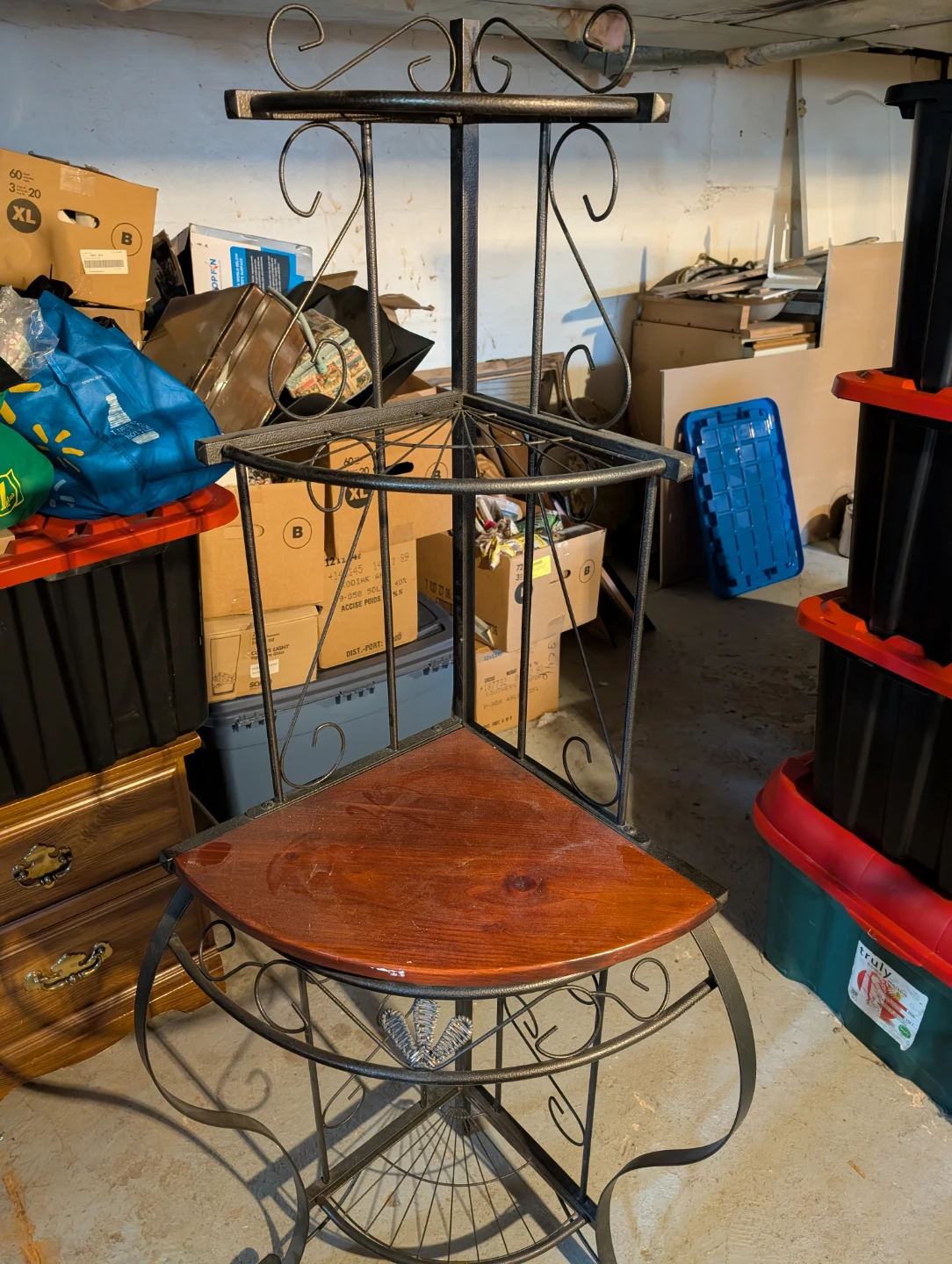 Metal and Wood Corner Shelf Unit