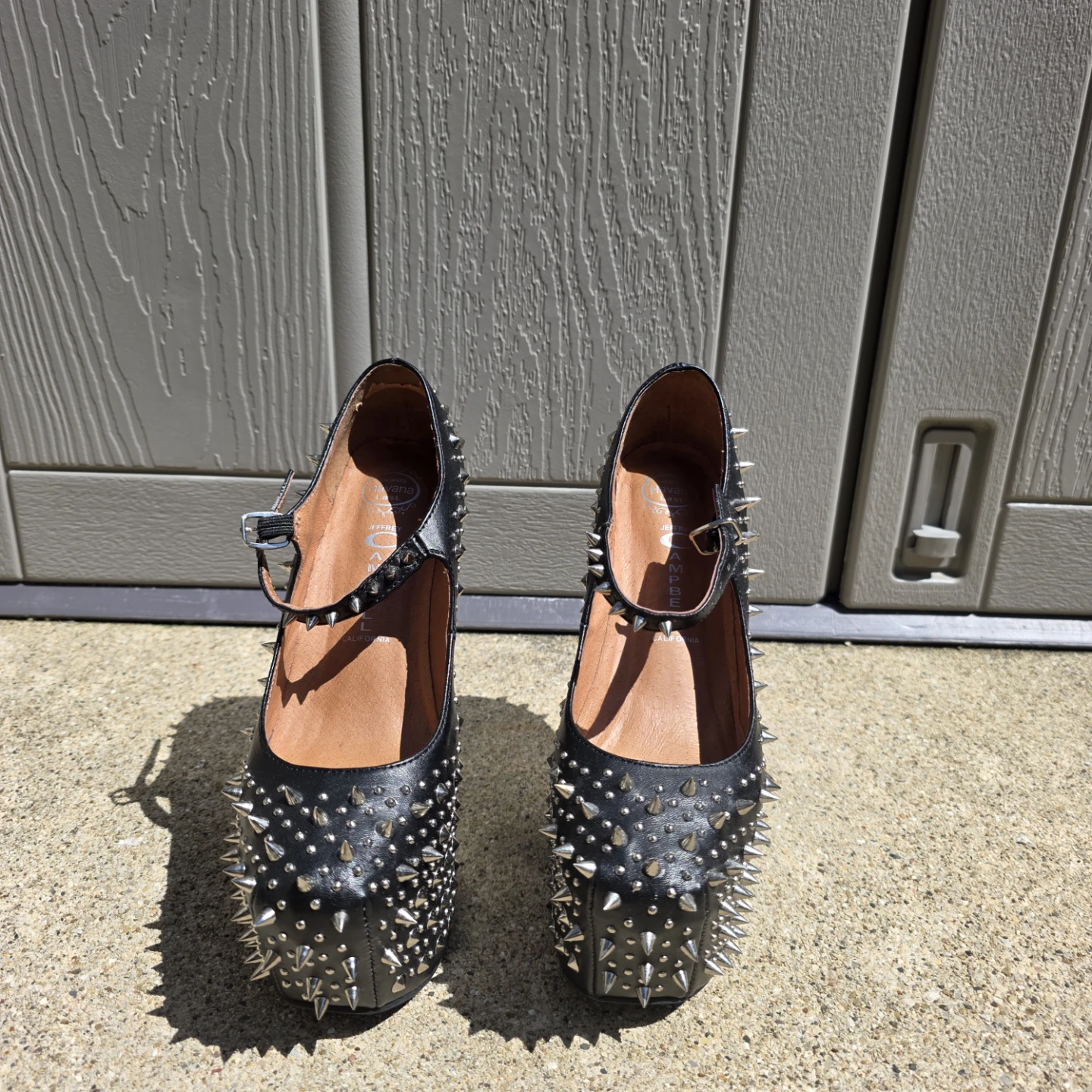 Jeffrey Campbell Black Spiked Wedge Mary Janes 7.5 - photo 2