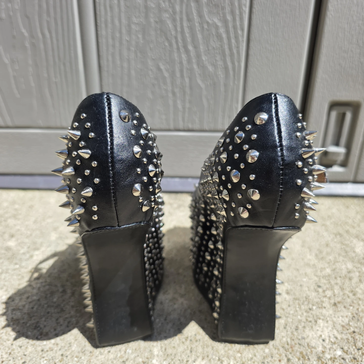 Jeffrey Campbell Black Spiked Wedge Mary Janes 7.5 - photo 5