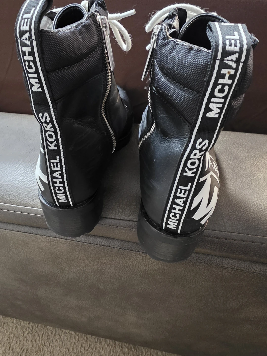 Michael Kors Black Lace Up Combat Boots - Size 6.5