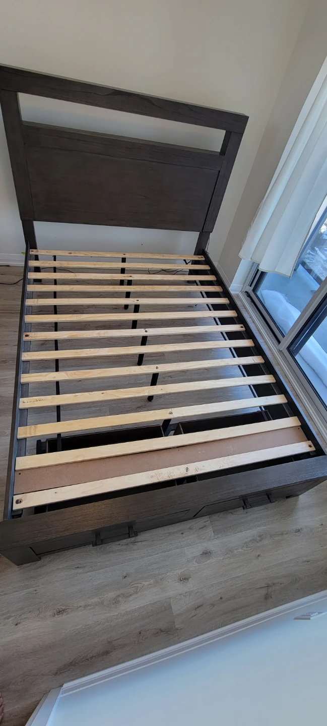 Dark Brown Queen Bed Frame with Storage Drawers