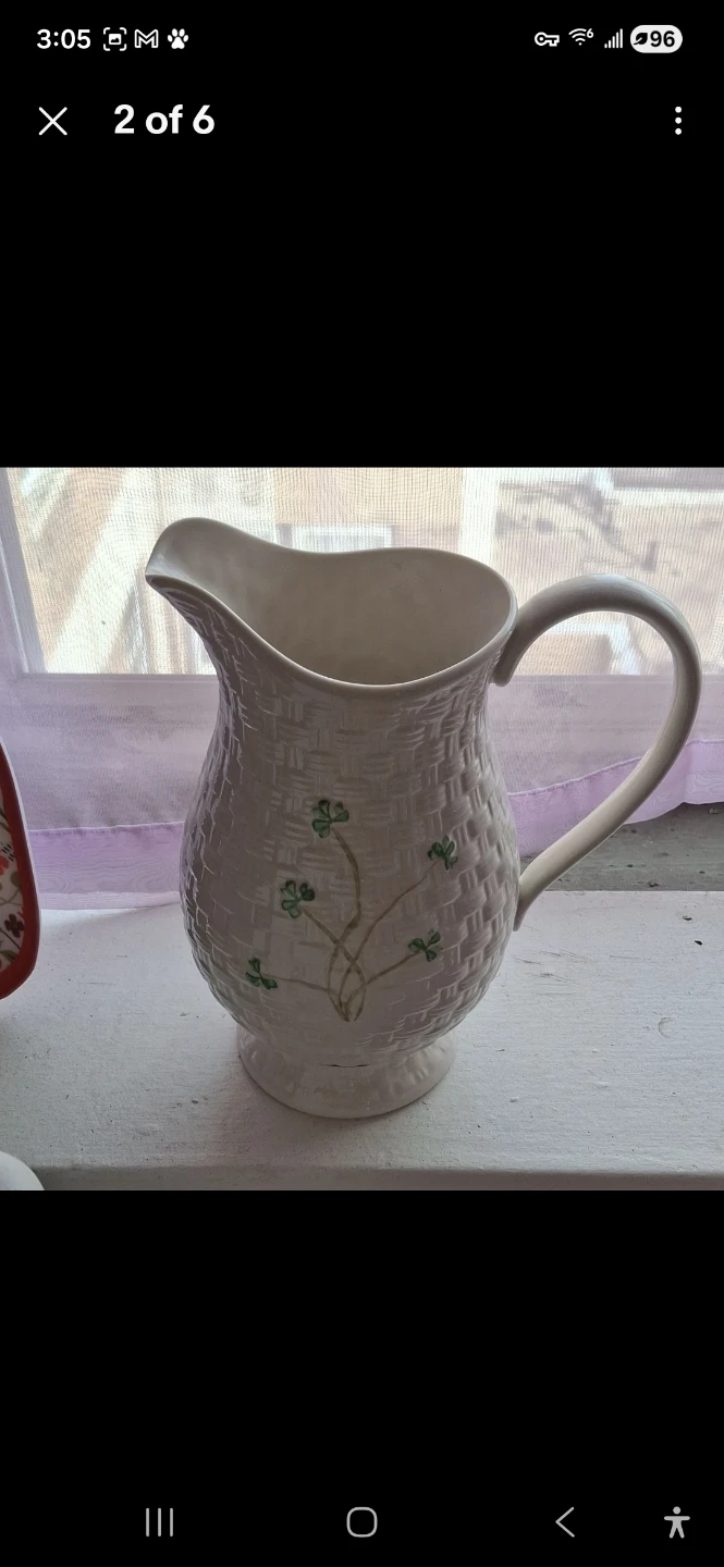 Belleek Ireland Creamer Pitcher with Shamrock Design - photo 2