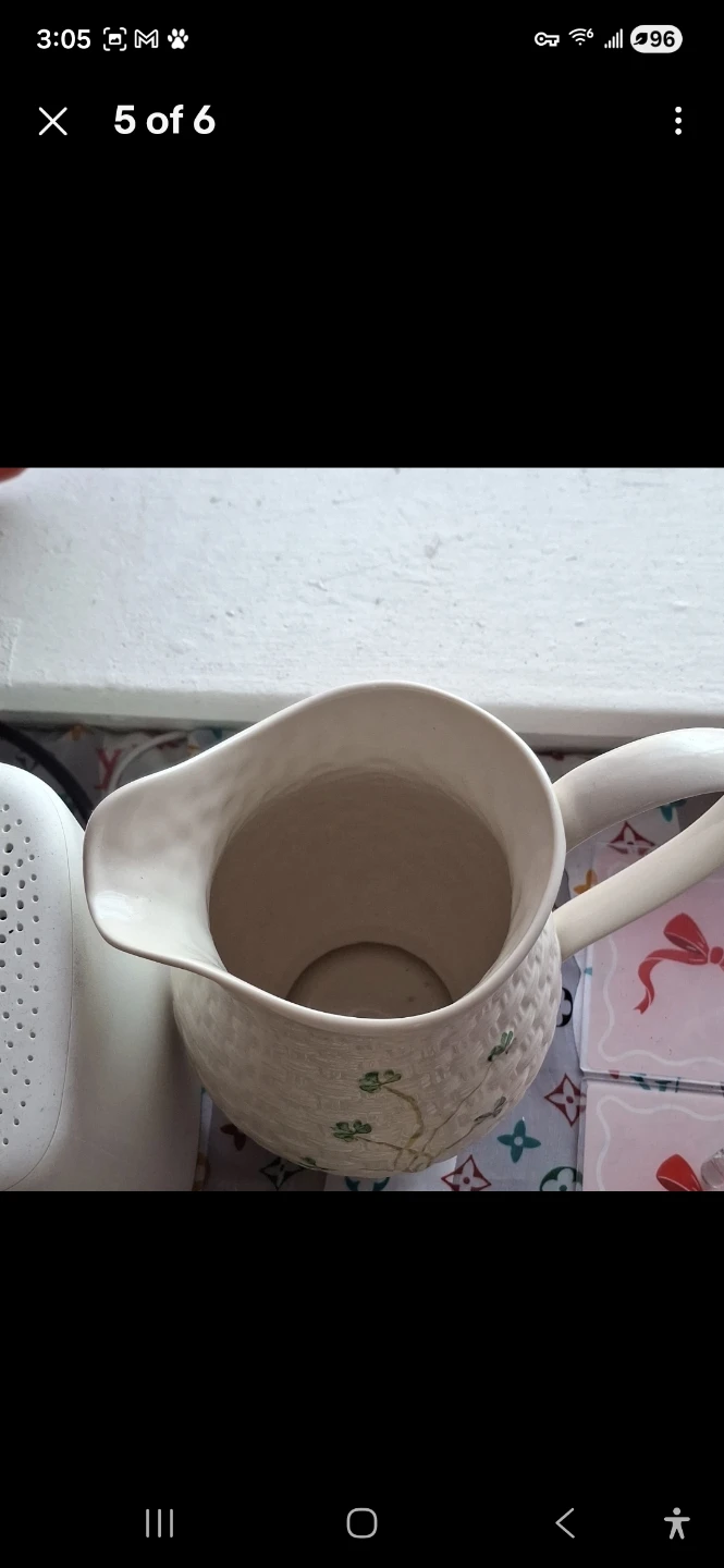 Belleek Ireland Creamer Pitcher with Shamrock Design - photo 5