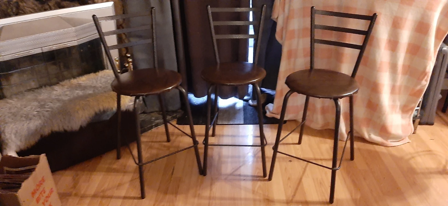 Set of 3 Brown Bar Stools