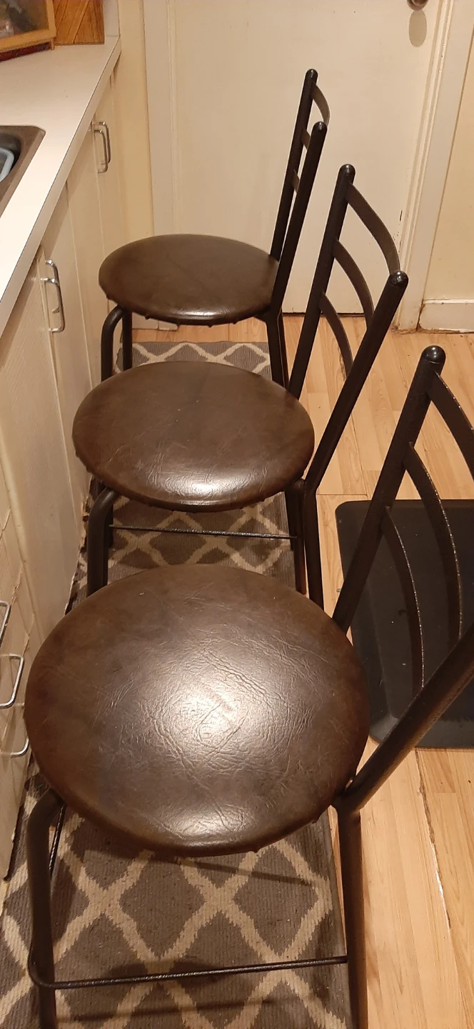Set of 3 Brown Bar Stools - photo 2