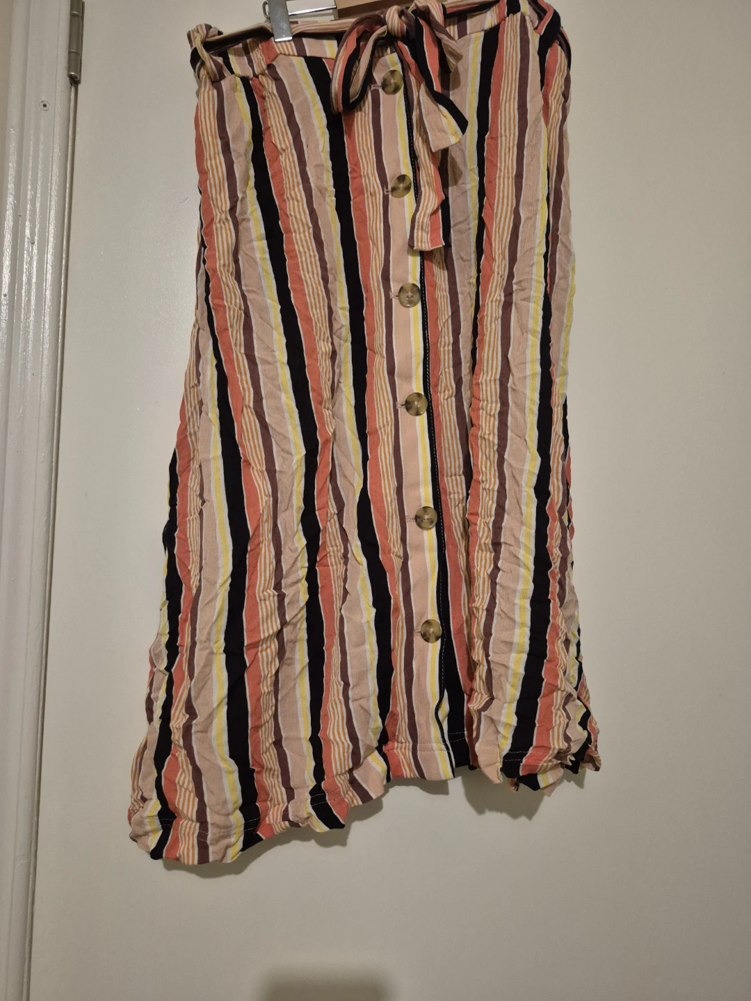 Striped Button-Front Midi Skirt - photo 2