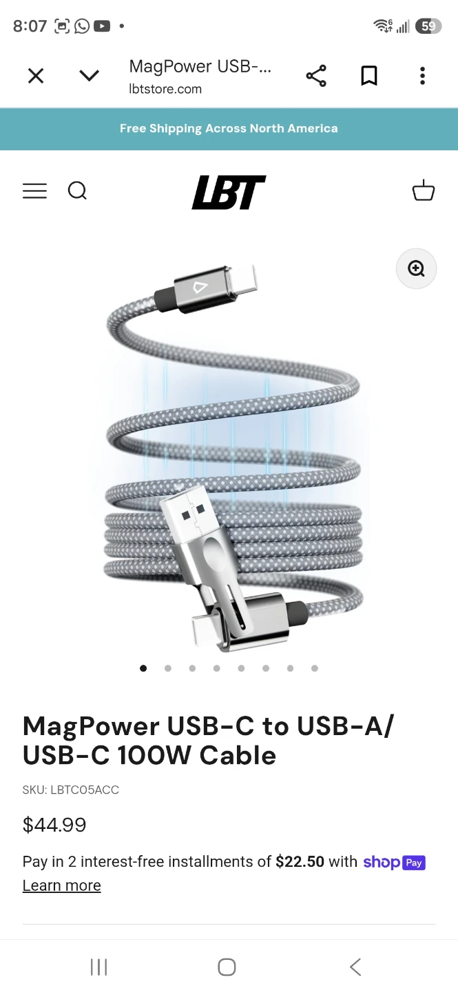 MagPower USB-C to USB-A/USB-C 100W Cable - 5ft - photo 3
