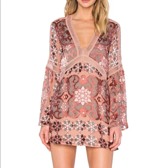 For Love & Lemons Juliet Dress - Maroon, sz Small - photo 3
