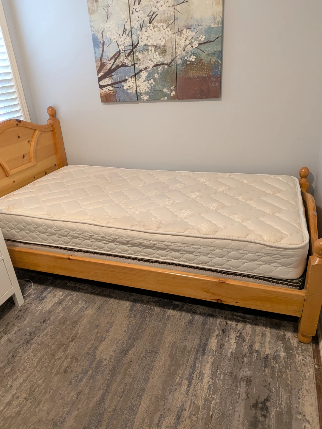 Twin size bed with mattress