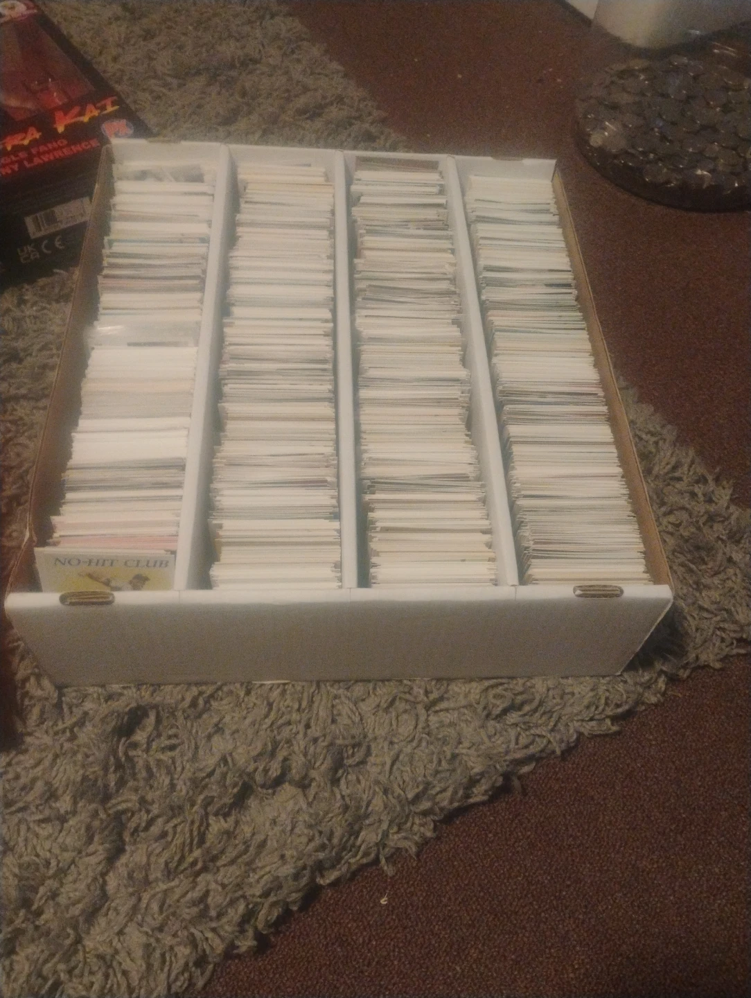 Box of 1990 MLB trading cards