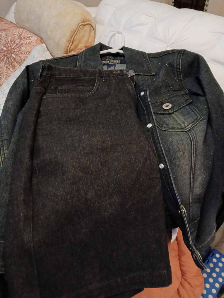Blue Point Denim Jacket and Skirt Set