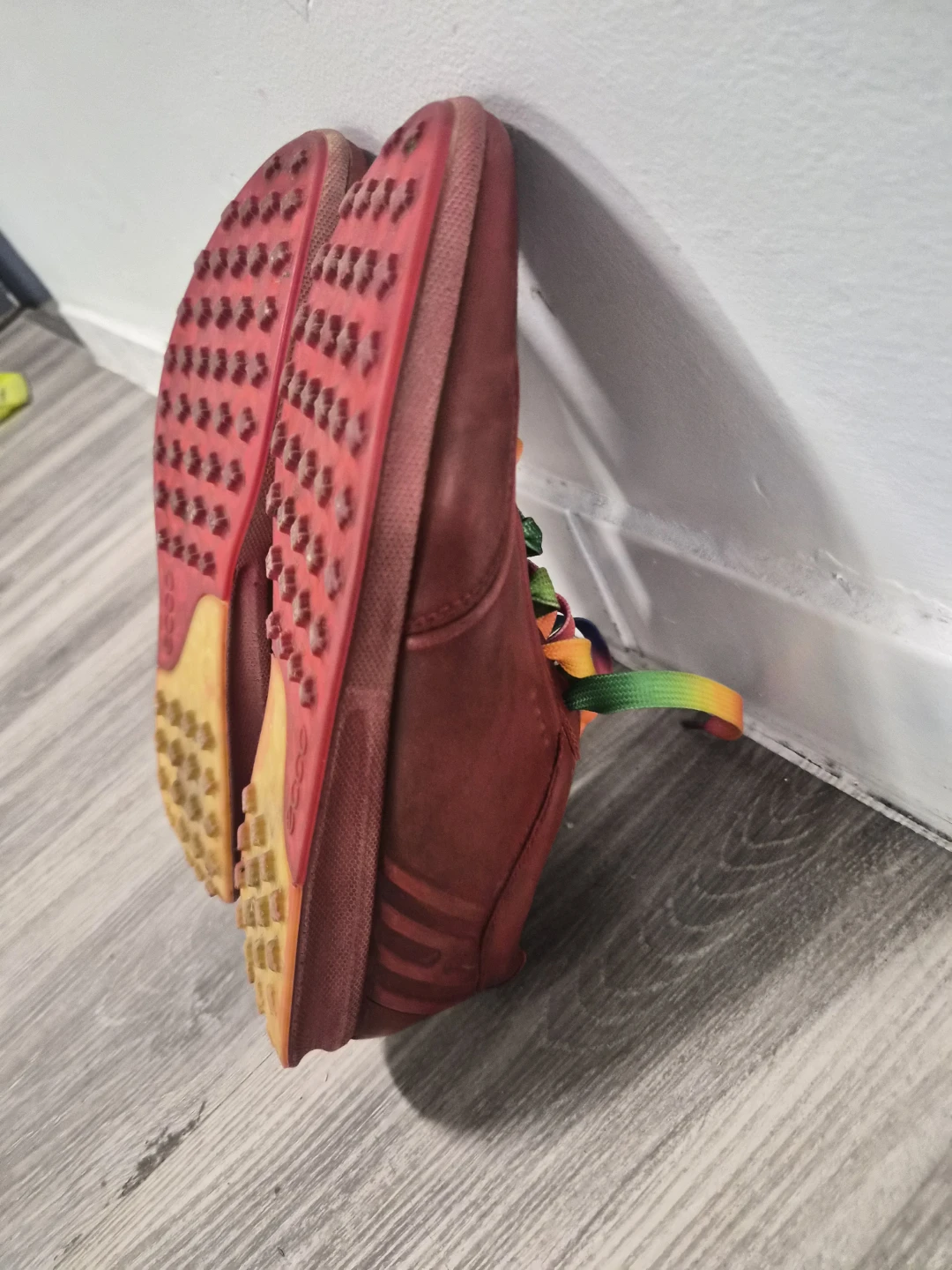ECCO Red Leather Shoes with Rainbow Laces - photo 5