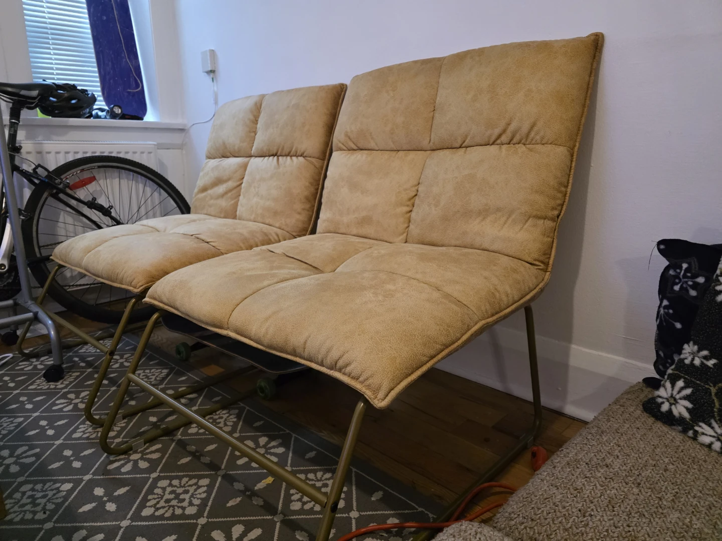 Pair of tan faux leather accent chairs - photo 2