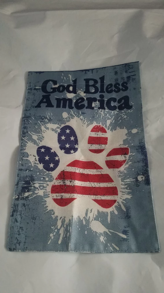 God Bless America Paw Print Garden Flag