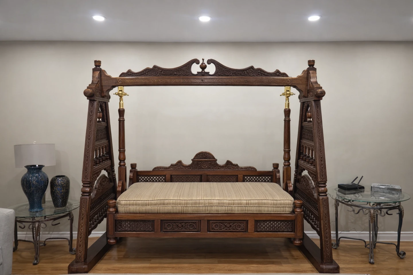 Ornate Wooden Daybed Swing