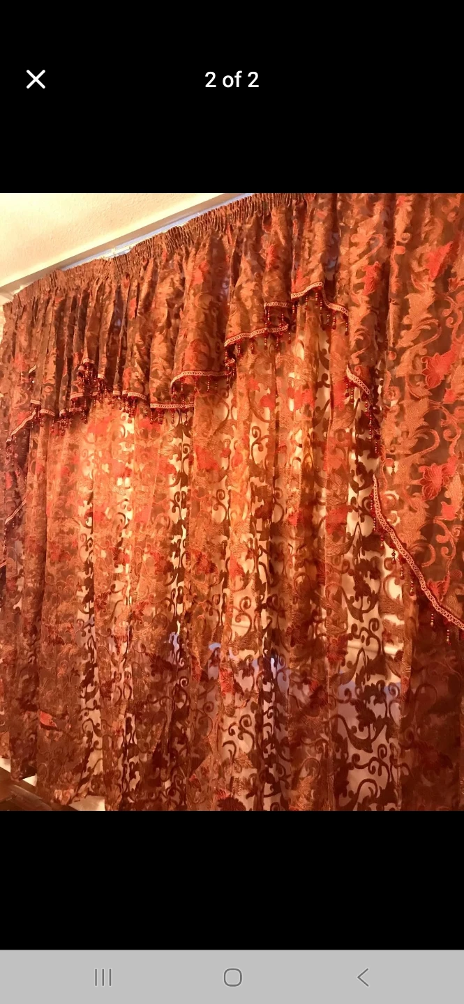 Sheer Burnout Curtains - Brown