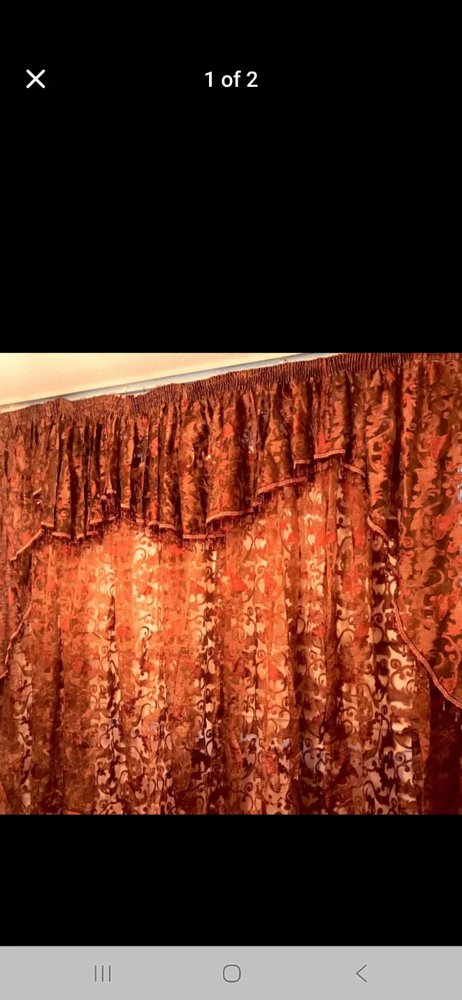 Sheer Burnout Curtains - Brown - photo 2
