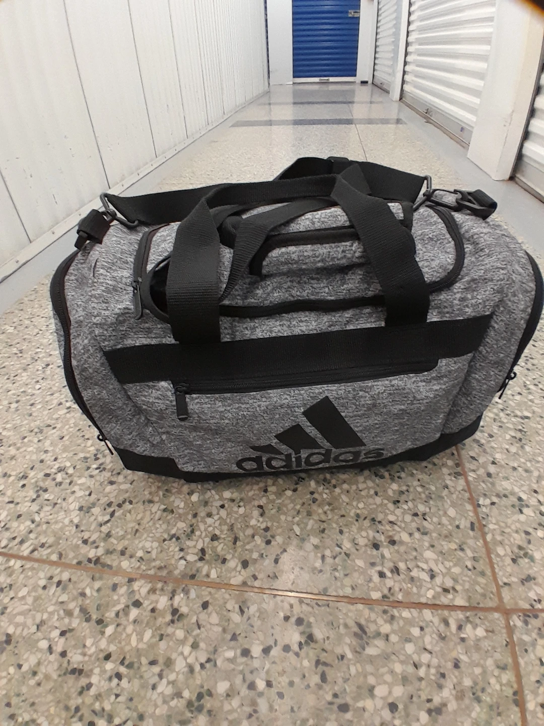Adidas Grey Duffel Bag College Style Portable Size