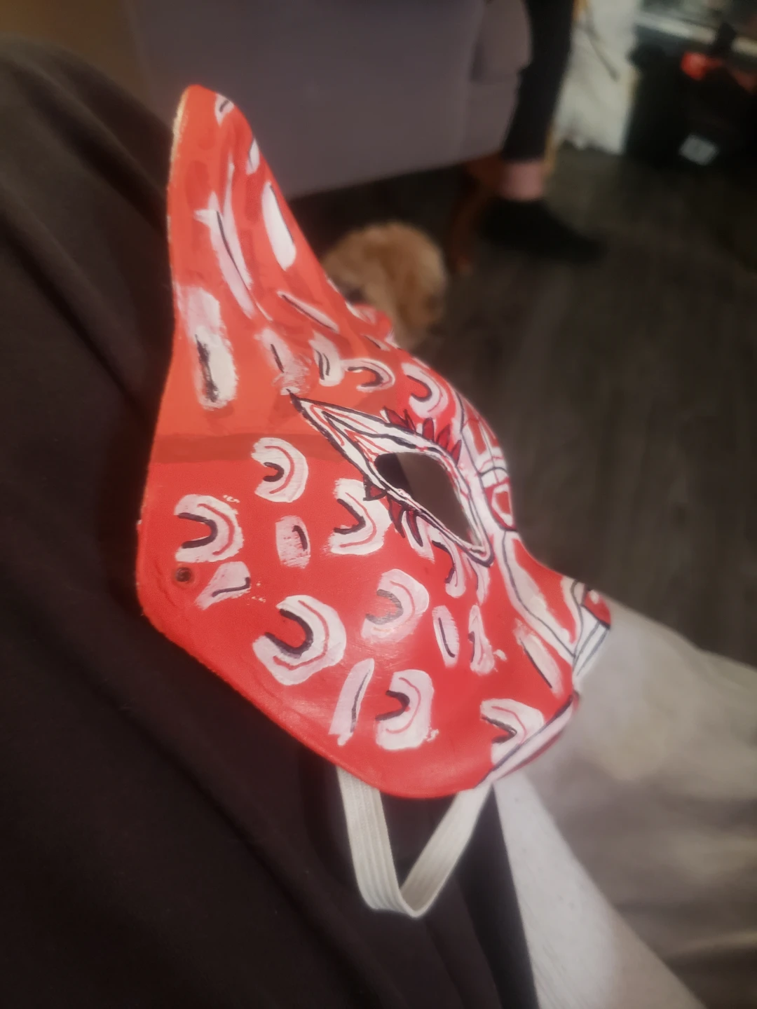 Homemade hand painted red cheetah therian mask - photo 3