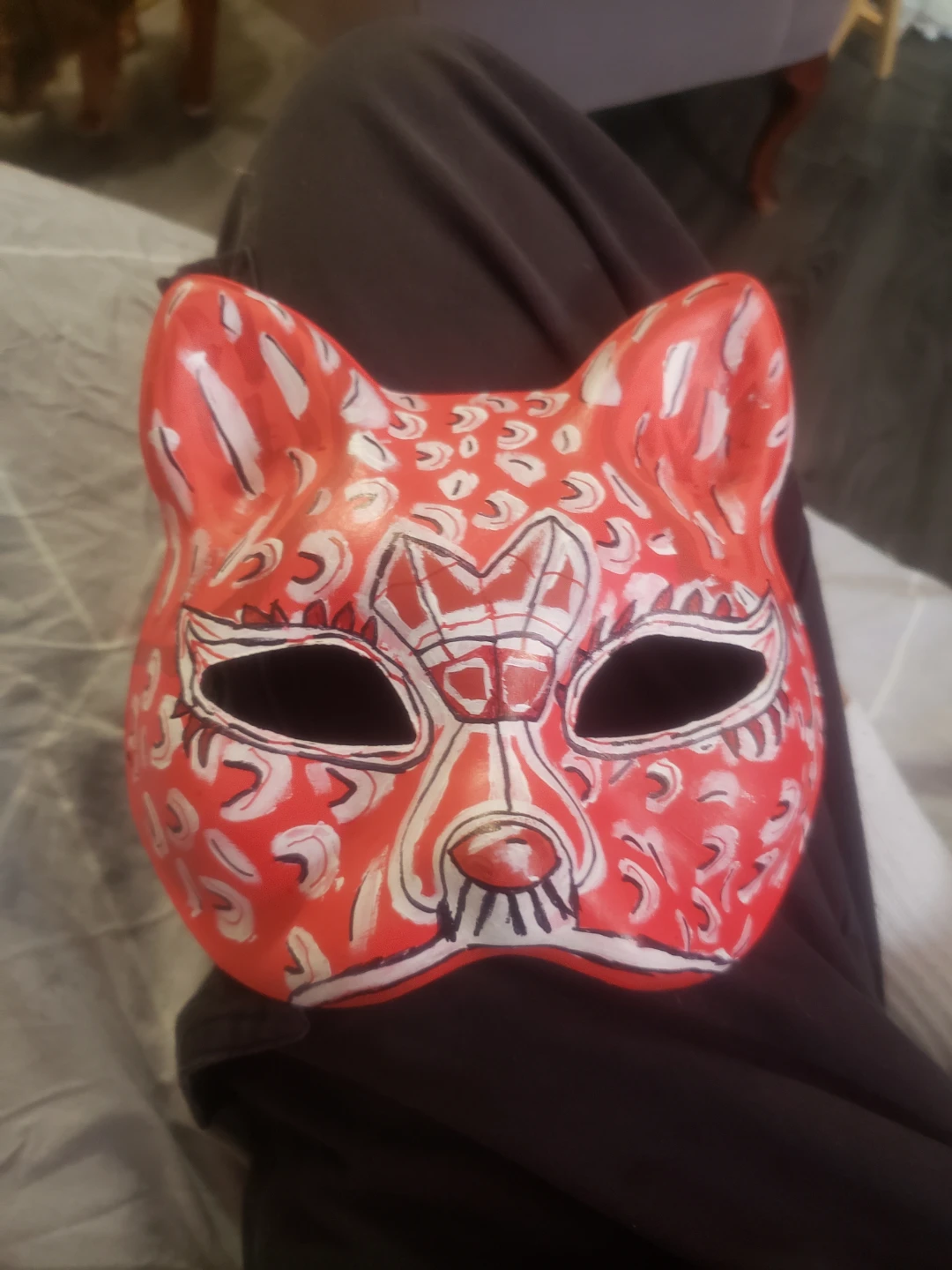 Homemade hand painted red cheetah therian mask - photo 4
