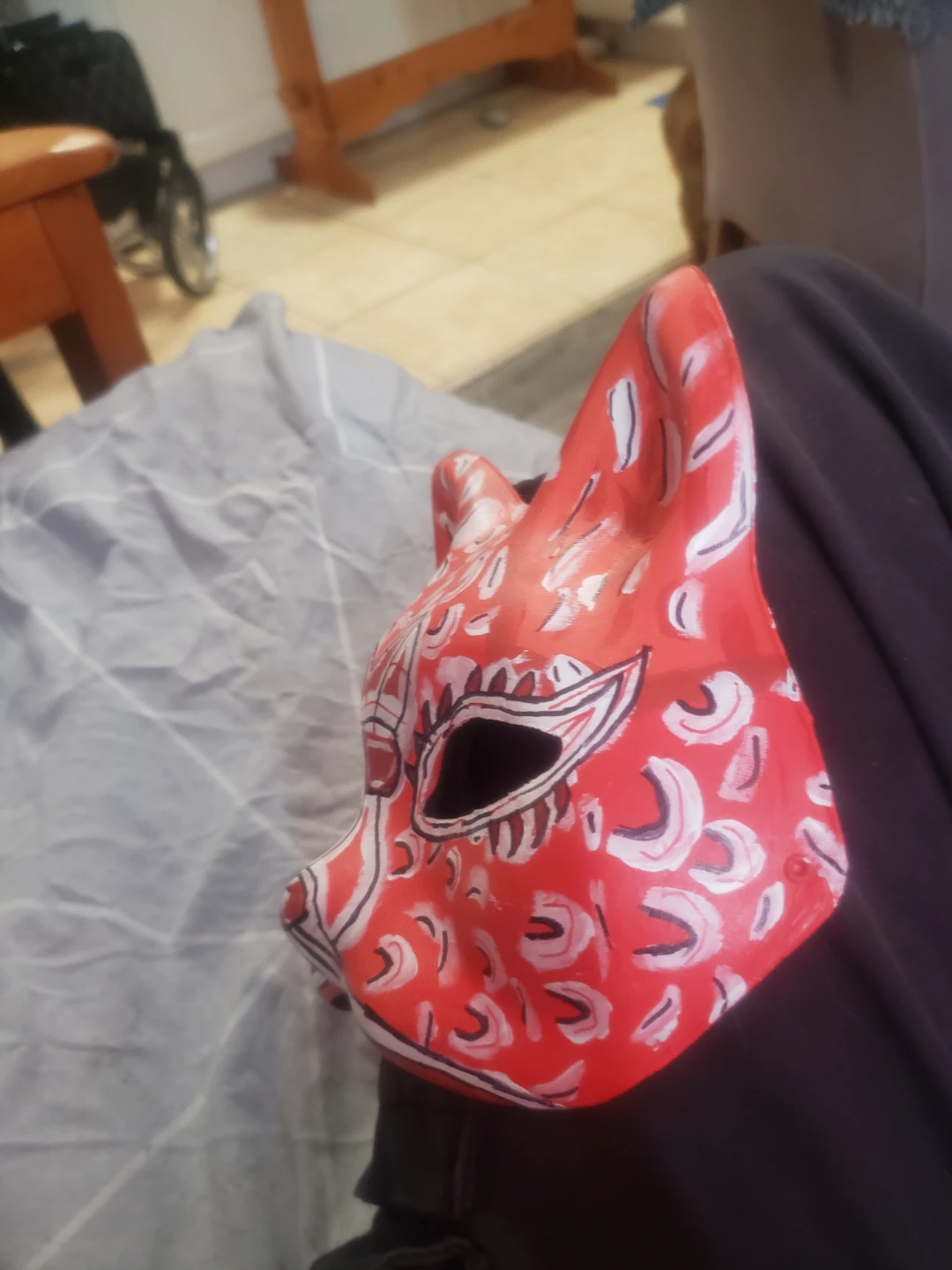 Homemade hand painted red cheetah therian mask - photo 5