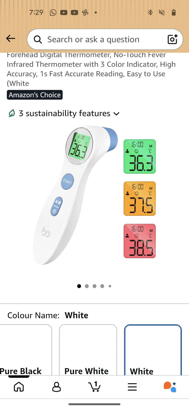 Forehead Infrared Thermometer - White