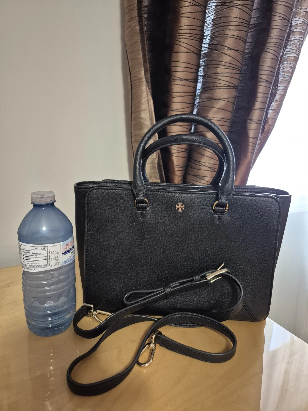 Tory Burch Black Leather Tote Bag with Shoulder Strap