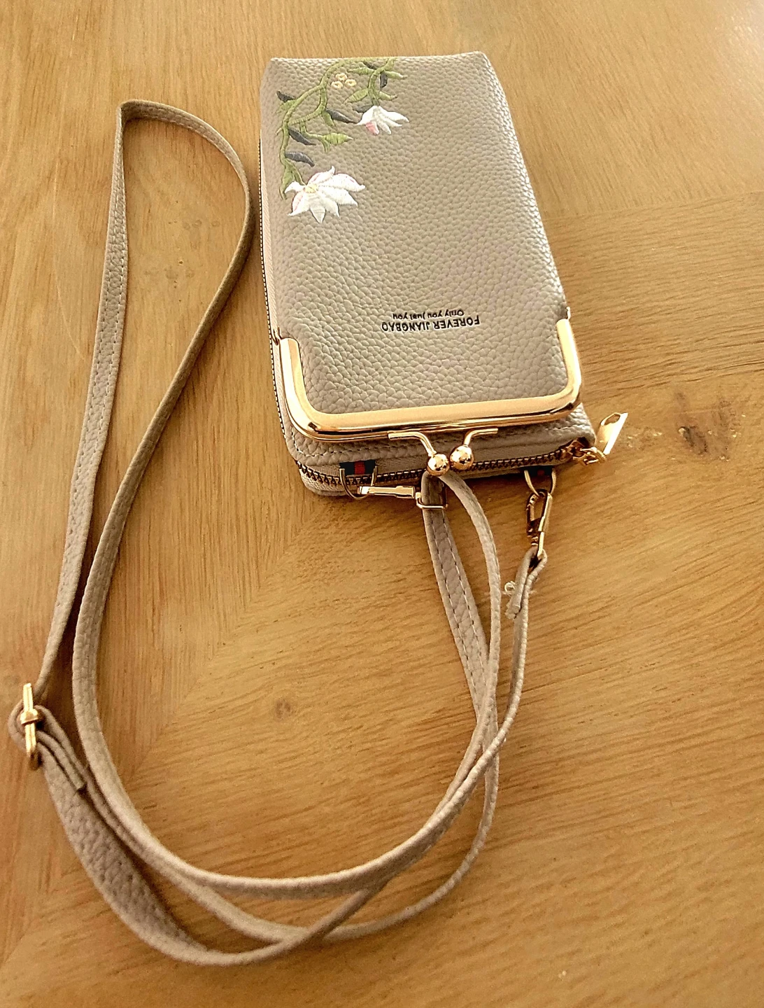 Grey Embroidered purse with Strap. - photo 2