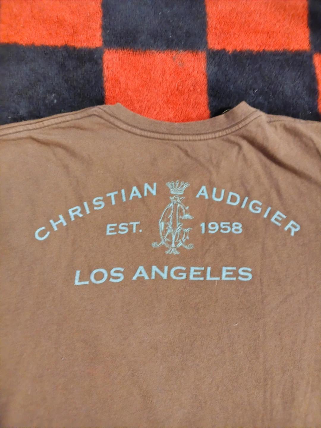 Christian Audigier Brown "Rebel" Skull & Roses T-Shirt Size S - photo 5