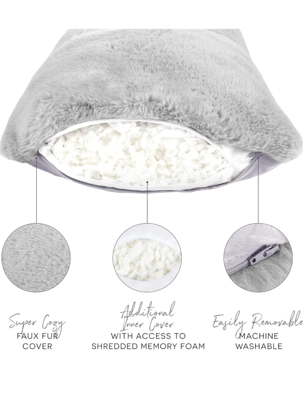 Milliard Full Body Pillow 20"x54" Light Grey Faux Fur - photo 4