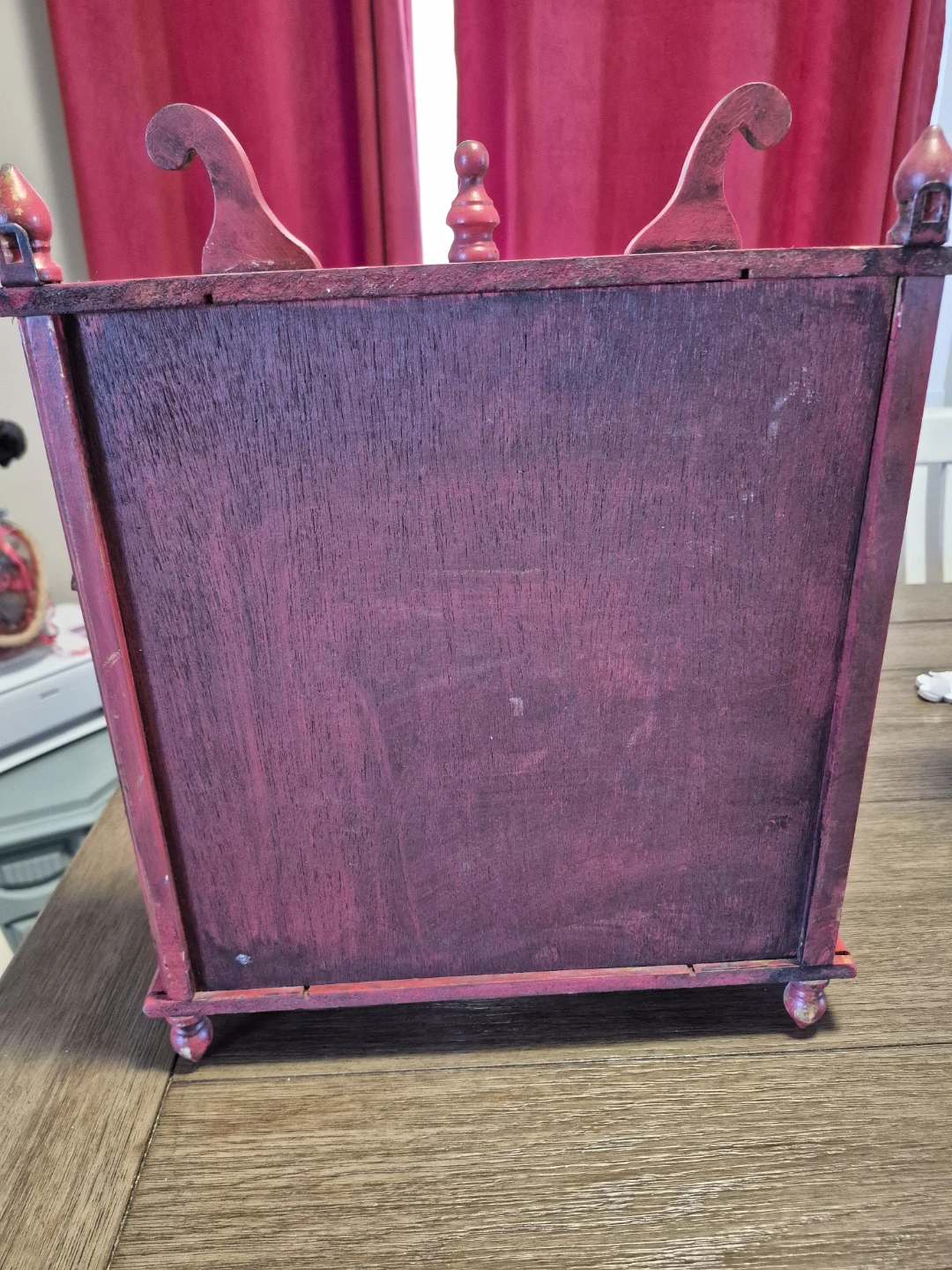 Red Wooden Display Cabinet with Glass Door - photo 5